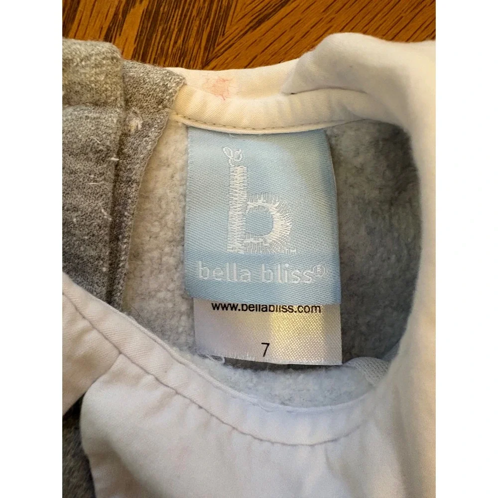 Bella Bliss Ruffle Dress Kids 7 Gray Peter Pan Collar Long Sleeve Knit